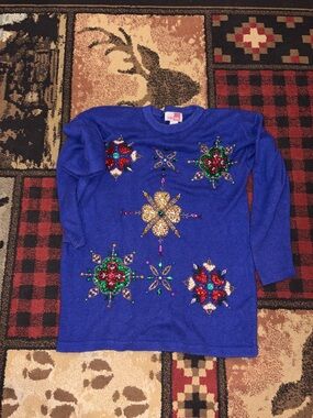 Womens vintage embellished Sheridan Square knit sweater